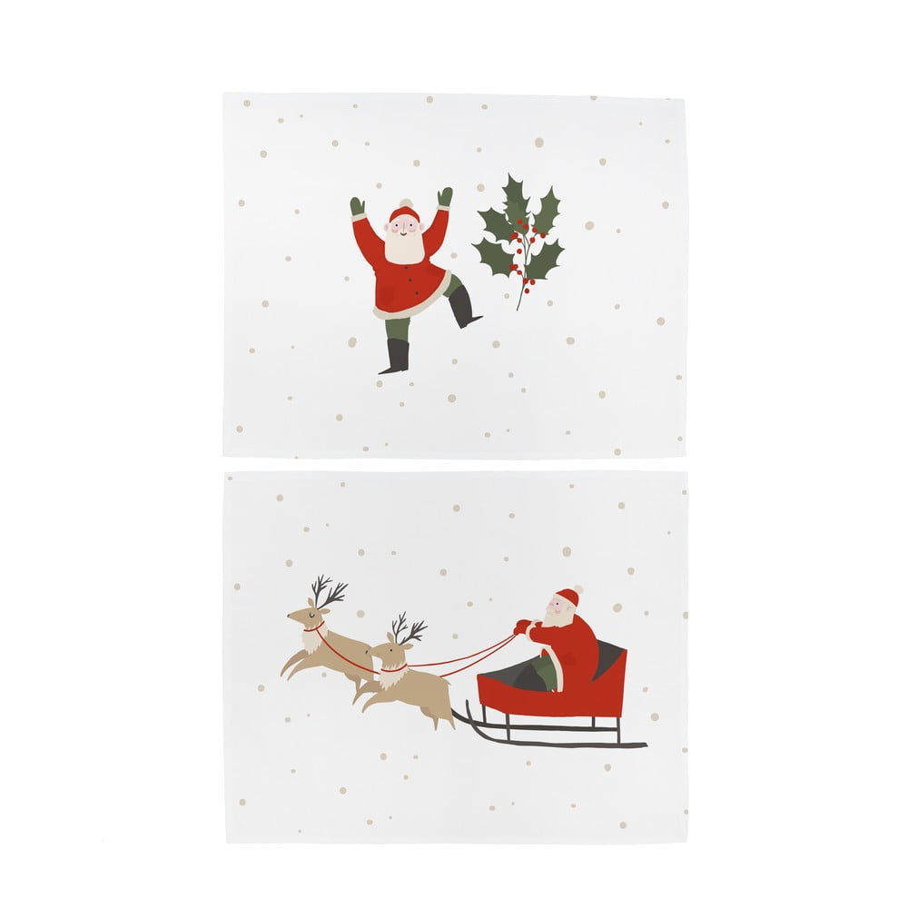 Suporturi pentru farfurii 2 buc. din material textil 35x47 cm cu model de Crăciun Happy Santa – Butter Kings