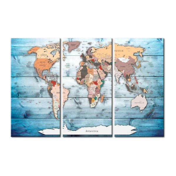 Avizier din mai multe piese cu harta lumii Bimago Sapphire Travels, 120 x 80 cm