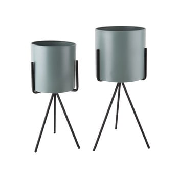 Set 2 ghivece pe piedestal din fier pt living, verde