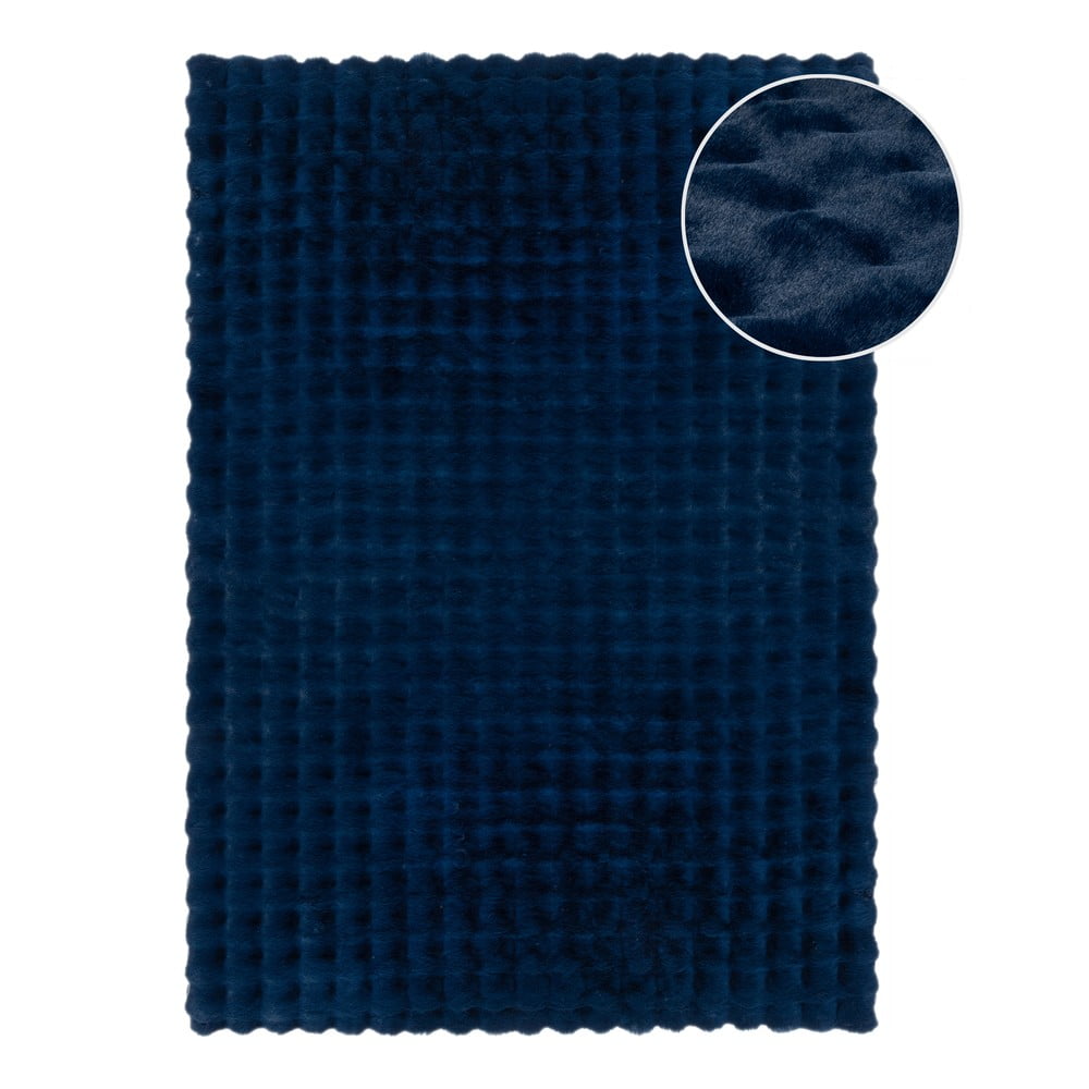 Blană albastru-închis sintetică 80x150 cm Waffle Faux Fur – Flair Rugs