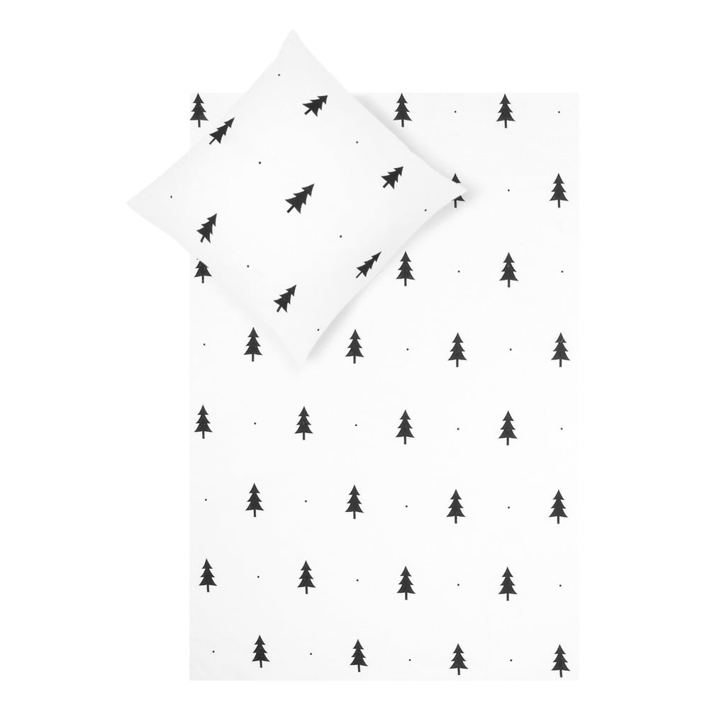 Lenjerie de pat din flanel Fovere X-mas Tree, 155 x 200 cm, alb bonami.ro imagine 2022