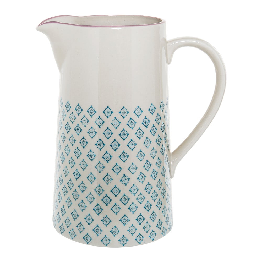 Carafă din gresie ceramică Bloomingville Patrizia, 2 l, alb-albastru