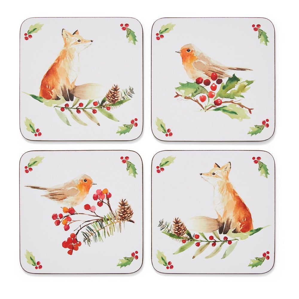 Set 4 suporturi de pahare cooksmart ® a winters tale, 10 x 10 cm