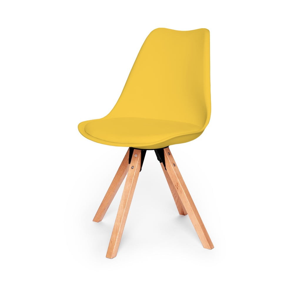Set 2 scaune cu structură din lemn de fag Bonami Essentials Gina, galben Bonami Essentials