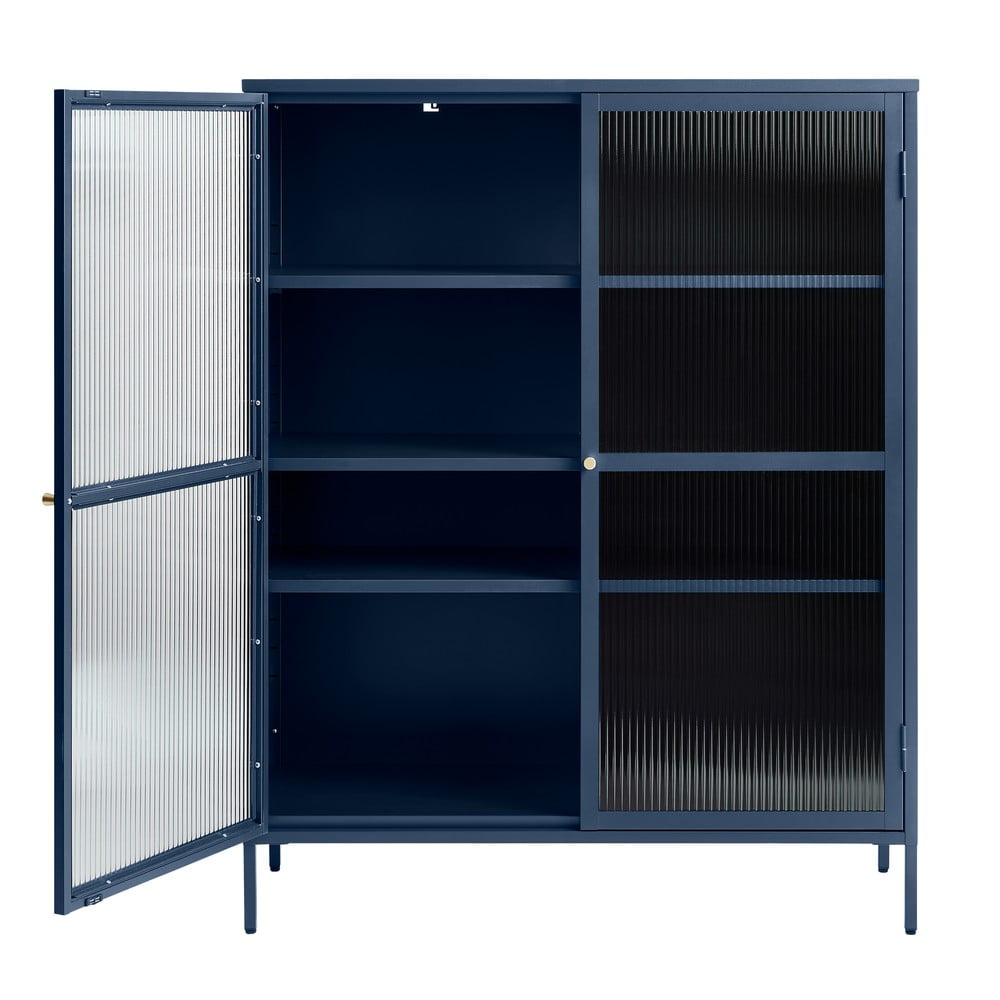 Poza Vitrina din metal Unique Furniture Bronco, inaltime 140 cm, albastru