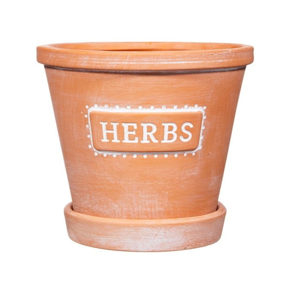 Ghiveci de teracotă cu farfurie Sass & Belle Herbs, ø 12,5 cm