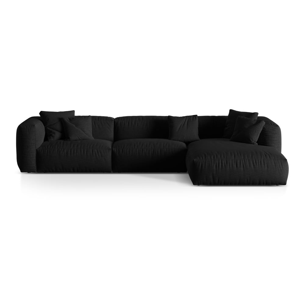 Colțar modular negru (cu colț pe partea dreaptă) Martina – Micadoni Home