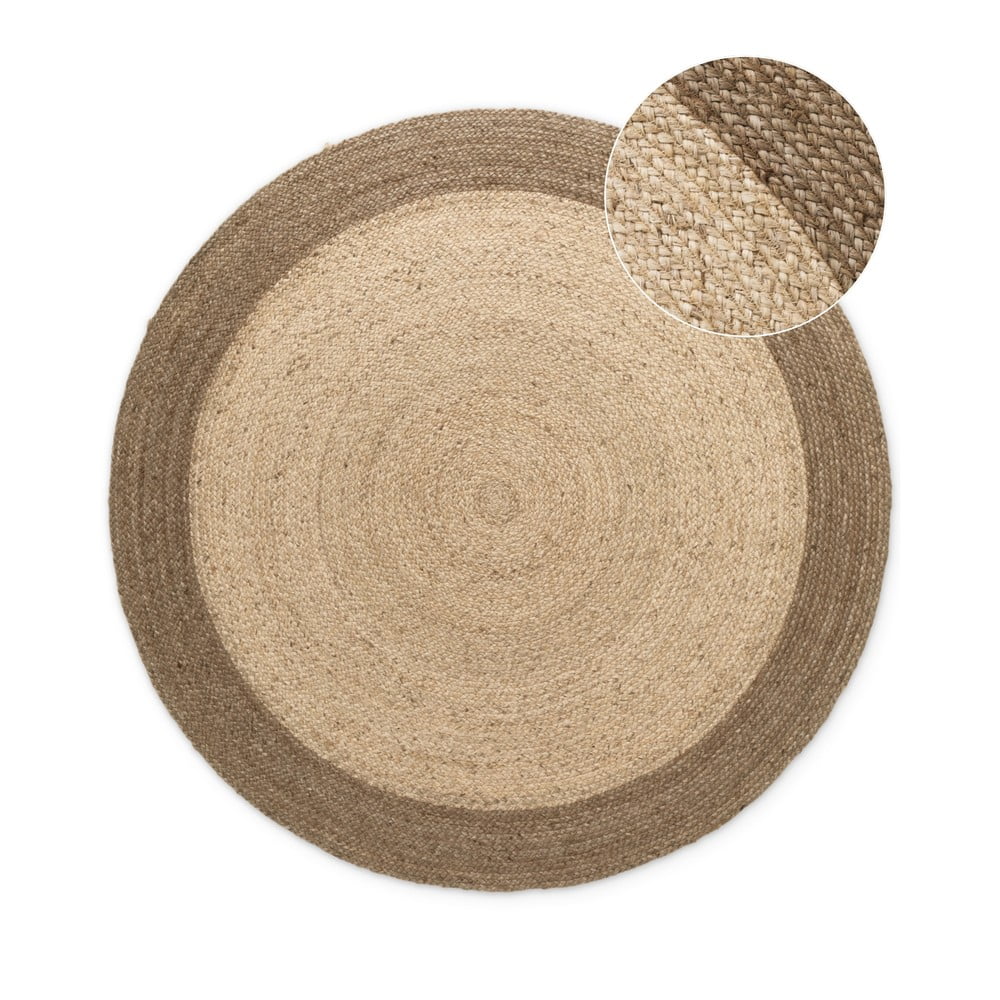 Covor grej reversibil/țesut manual rotund din iută ø 240 cm Jutta Greige – Hanse Home