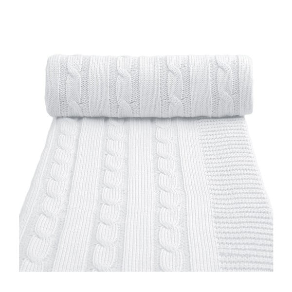 Pătură tricotată din amestec de bumbac pentru copii T-TOMI Spring, 80 x 100 cm, alb