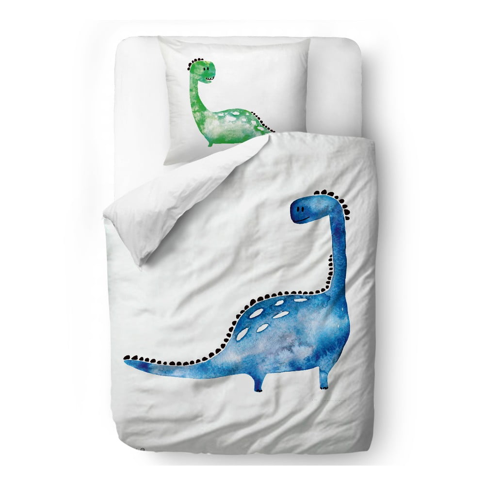 Lenjerie de pat din bumbac pentru copii Butter Kings Watercolour Dino, 100 x 130 cm 100 imagine noua somnexpo.ro