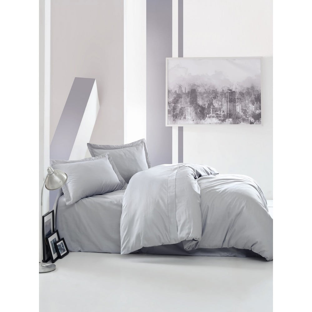 Lenjerie de pat din bumbac satinat și cearșaf Elegant, 200 x 220 cm, gri bonami.ro imagine 2022