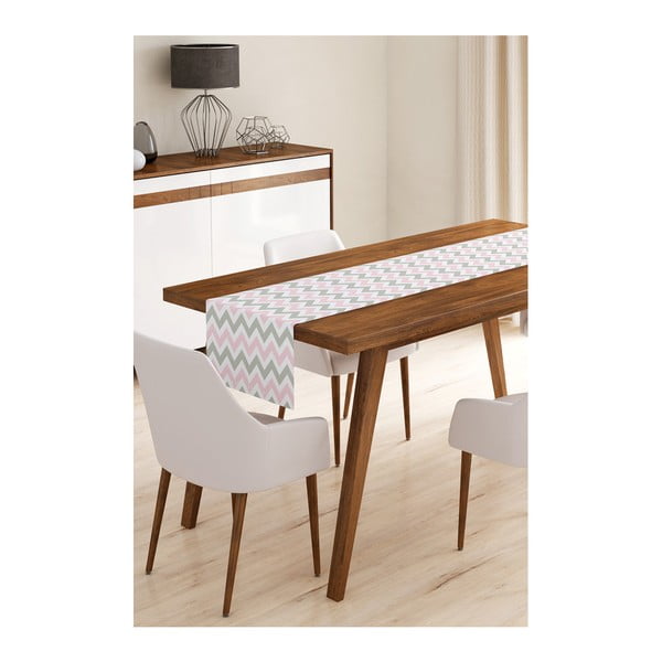 Napron din microfibră pentru masă Minimalist Cushion Covers Pinky Grey Stripes, 45 x 140 cm