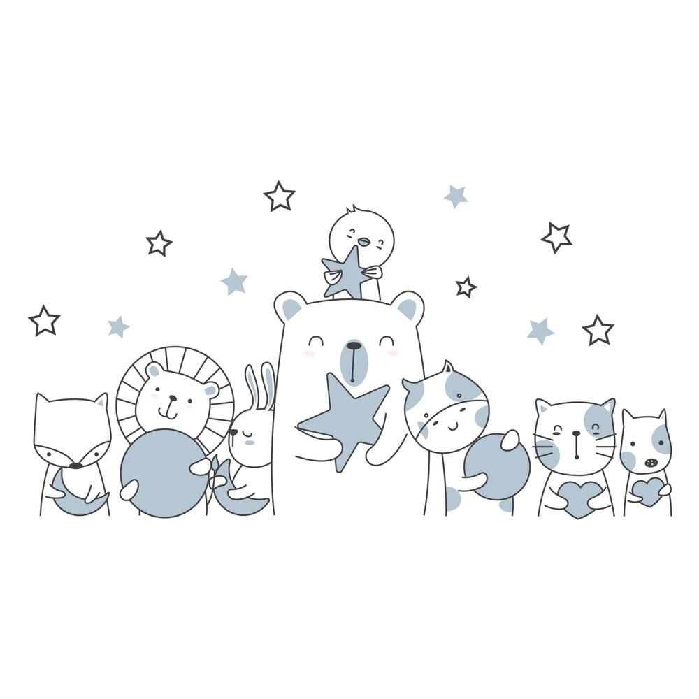 Autocolant de perete pentru copii ambiance animal friends of the stars, 90 x 60 cm