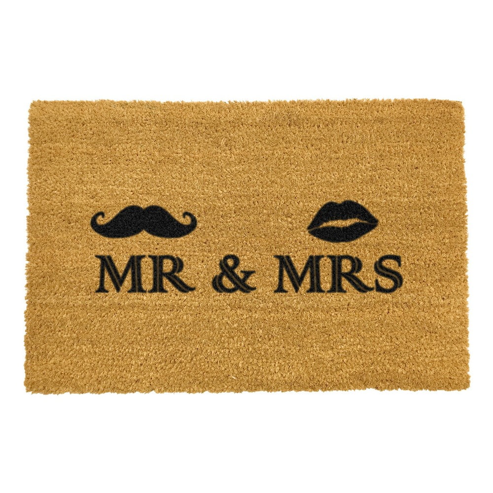Covoraș intrare din fibre de cocos Artsy Doormats Mr and Mrs, 40 x 60 cm and pret redus