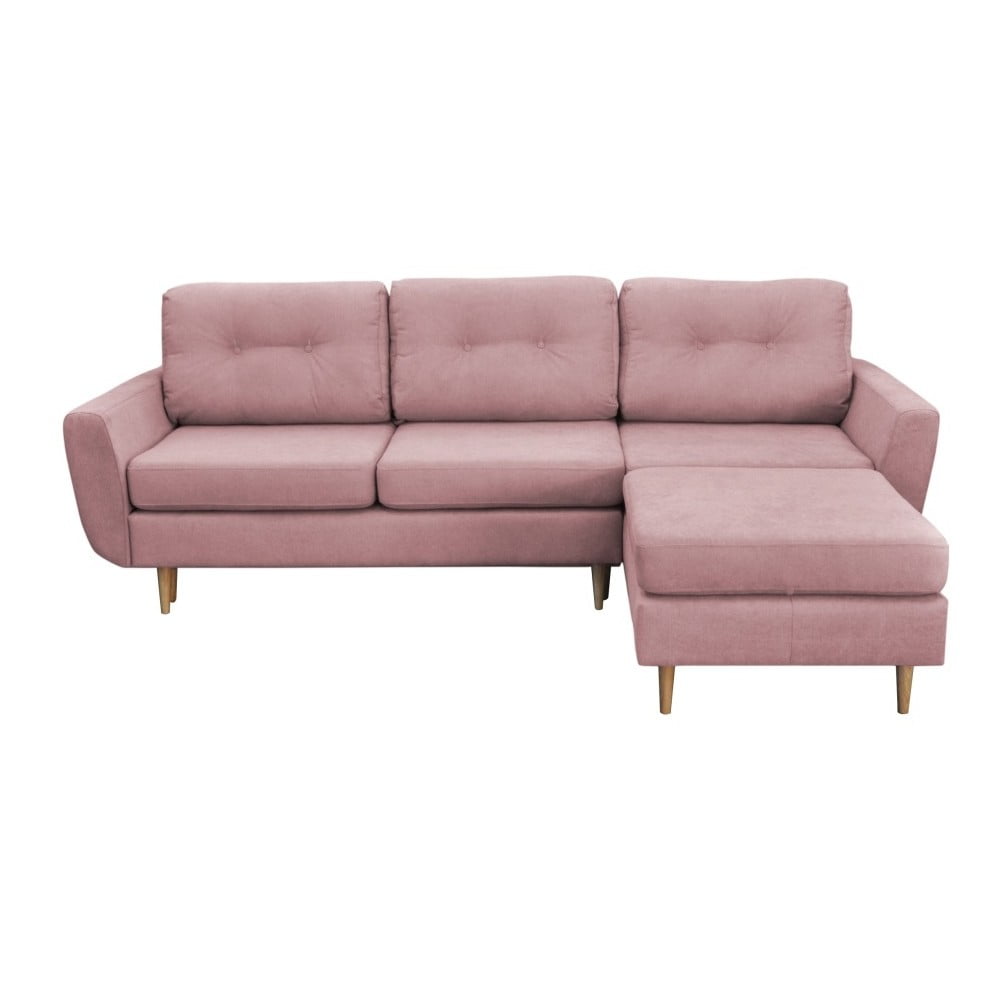 Canapea extensibilă cu picioare de culoare deschisă Mazzini Sofas Tulipe, pe dreapta, roz deschis