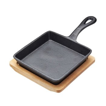 Tigaie din fontă cu suport de lemn kitchen craft master class, 15 x 11,5 x 2 cm