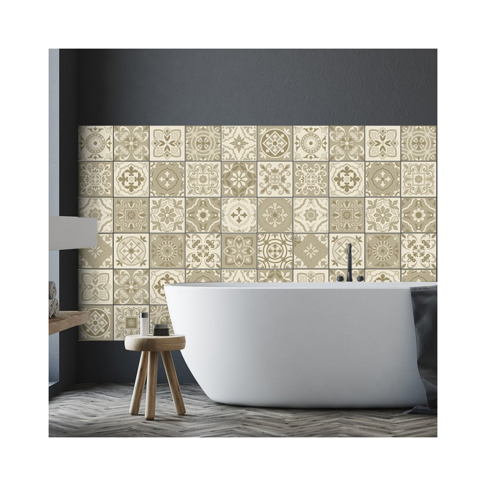  Set 60 autocolante de perete Ambiance Cement Tiles Fortunato, 15 x 15 cm 