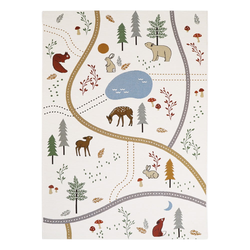 Covor de joacă pentru copii crem 123x180 cm Little Forest – Nattiot