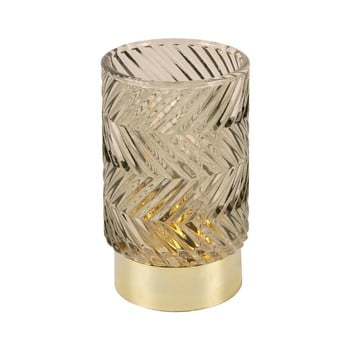 Decorațiune luminoasă din sticlă cu led pt living zig zag, maro