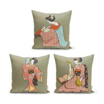 Set 3 fețe de pernă decorative minimalist cushion covers ethnic eastern, 45 x 45 cm