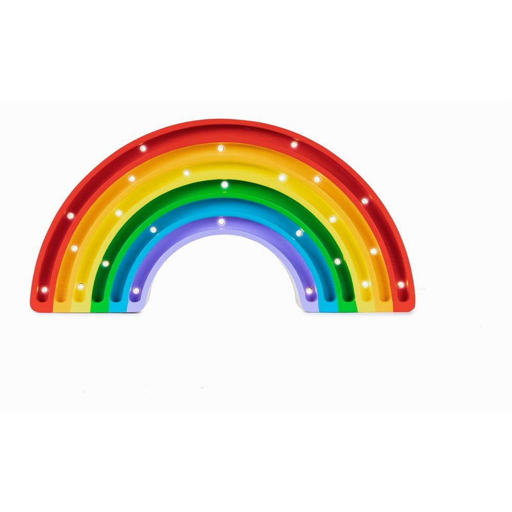 Veioză colorată din lemn de pin little lights rainbow, lățime 37 cm
