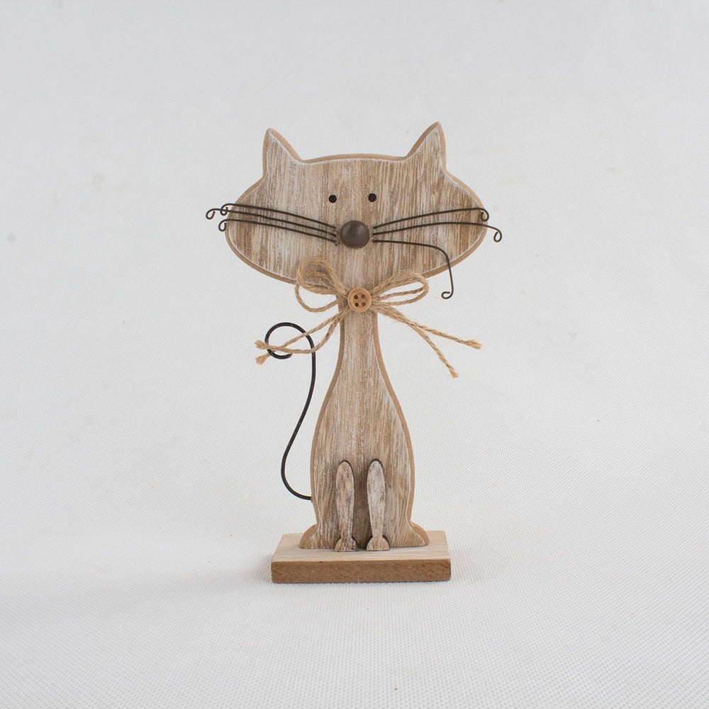 Decorațiune din lemn în formă de pisică Dakls Cats, înălțime 18 cm bonami.ro