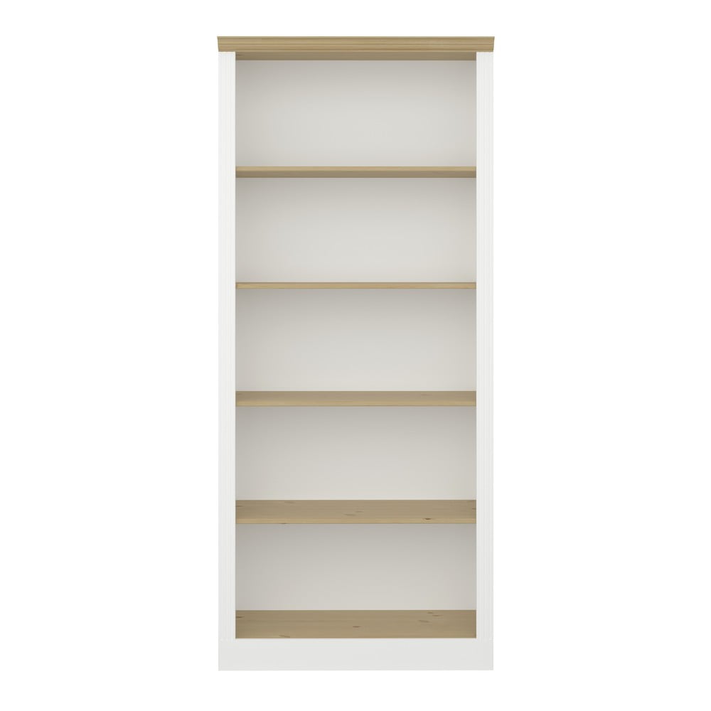 Bibliotecă albă cu aspect de lemn de pin 82×189 cm Nola – Tvilum 82x189