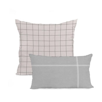 Set 2 fețe de pernă din bumbac blanc tartan