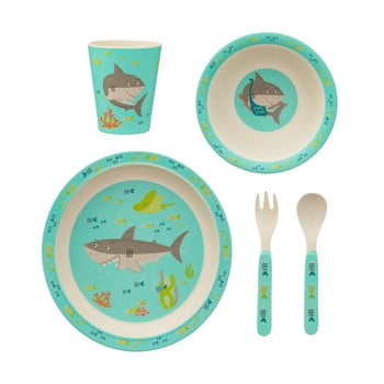 Set veselă și tacâmuri pentru copii sass & belle shelby the shark, 5 piese