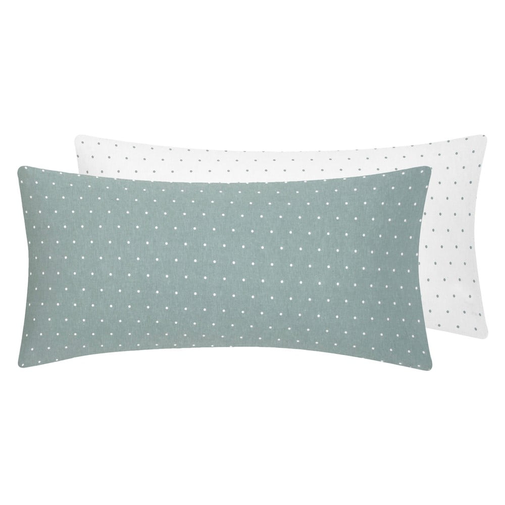 Set de 2 fețe de pernă decorative din flanelă fovere betty, 40 x 80 cm, alb-verde