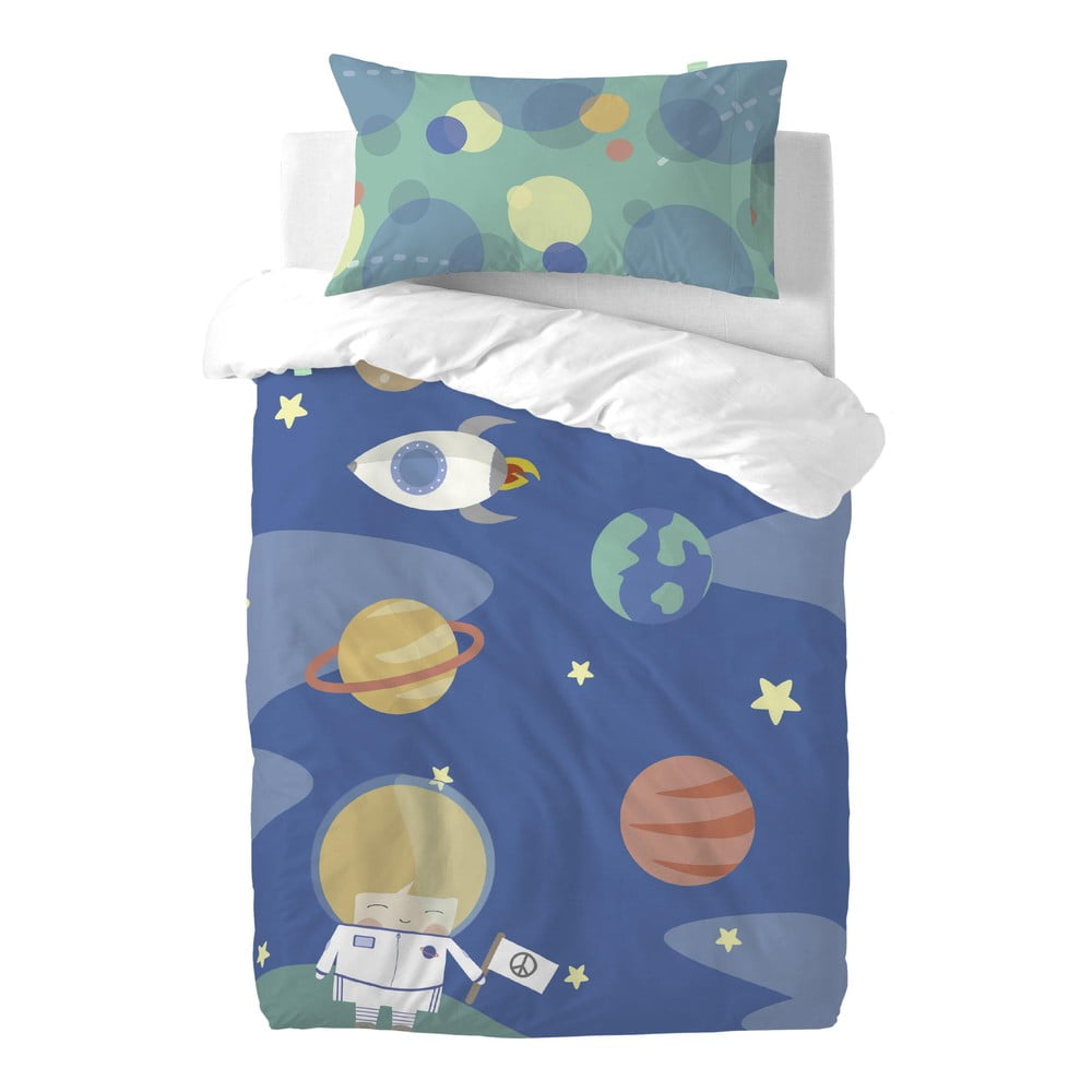 Lenjerie de pat din amestec de bumbac pentru copii Happynois Astronaut, 115 x 145 cm bonami.ro