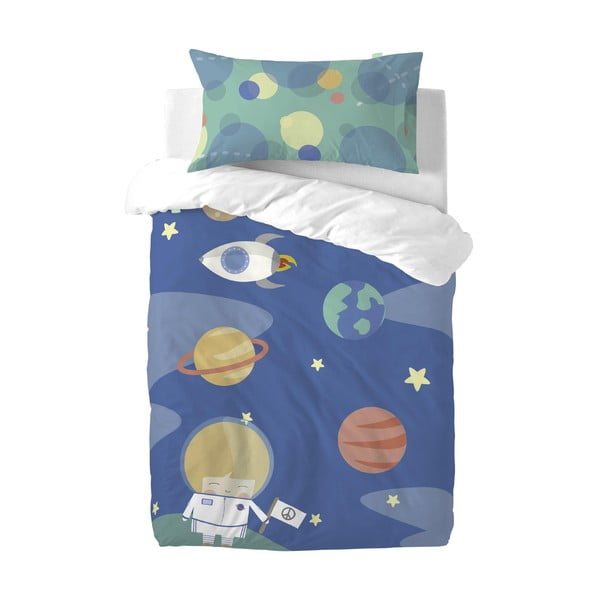 Lenjerie de pat din amestec de bumbac pentru copii Happynois Astronaut, 115 x 145 cm