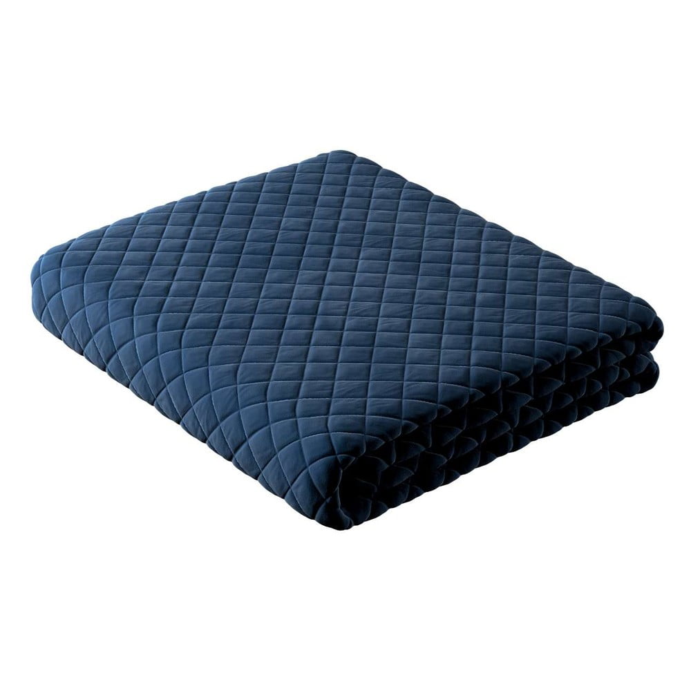 Cuvertura albastra matlasata pentru pat dublu 170x210 cm Posh Velvet - Yellow Tipi