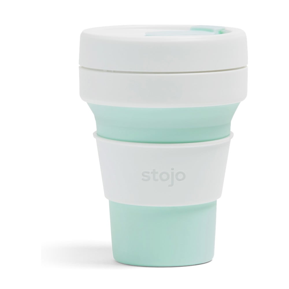 Cană pliabilă Stojo Pocket Cup Mint, 355 ml, alb - verde