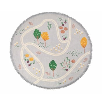 Covor lucrat manual pentru copii nattiot little garden, ⌀ 120 cm