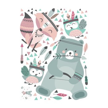 Autocolante de perete pentru camera copiilor ambiance bear indian calm