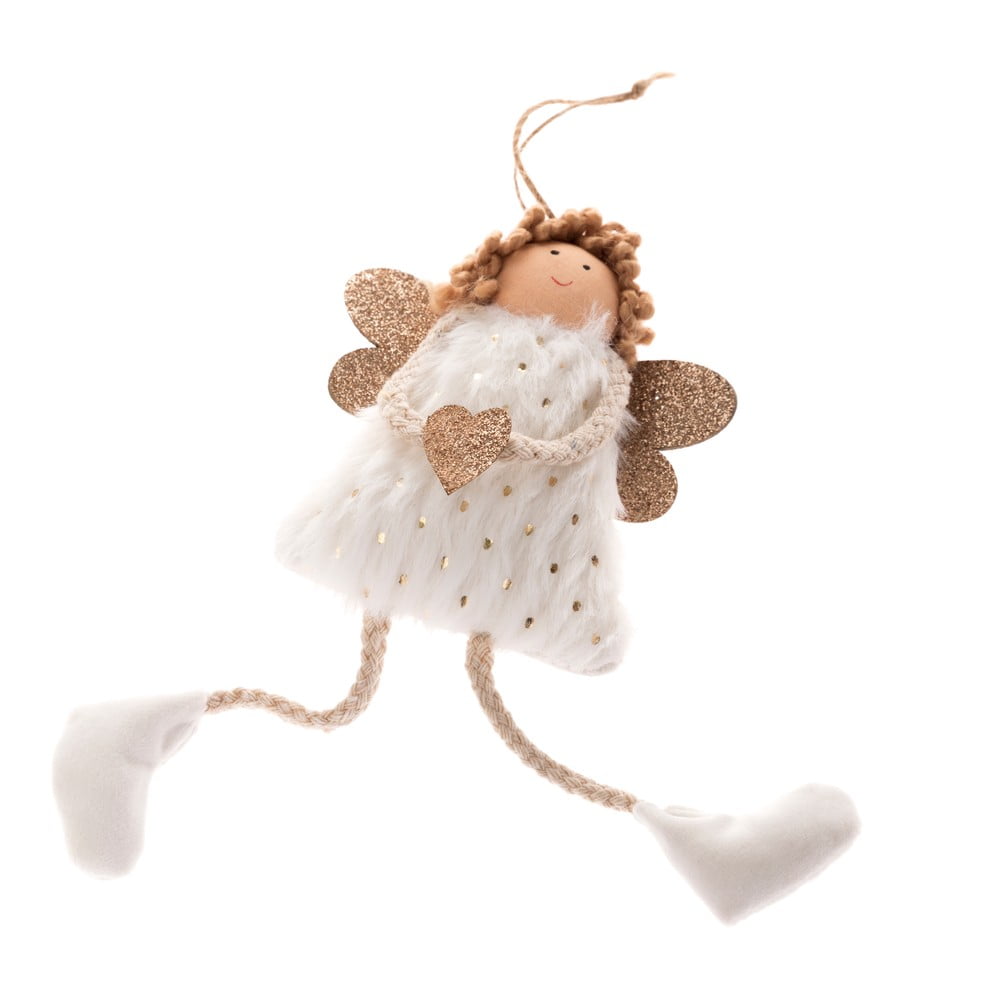 Decorațiune de agățat din material textil dakls angel, alb