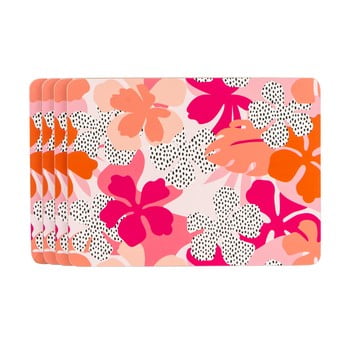 Suport pentru farfurie navigate floral, roz - portocaliu