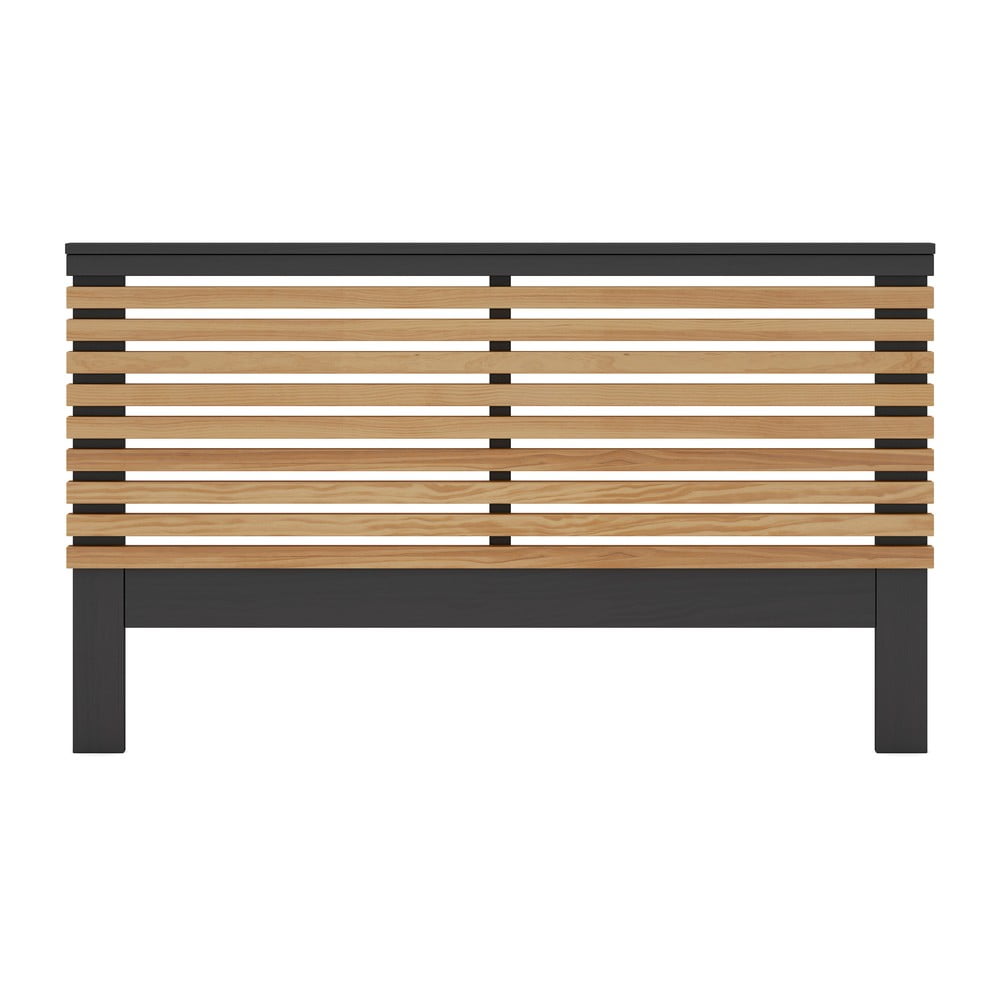  Tăblie de pat negru/natural din lemn masiv de pin 163x100 cm Lavis – Marckeric 