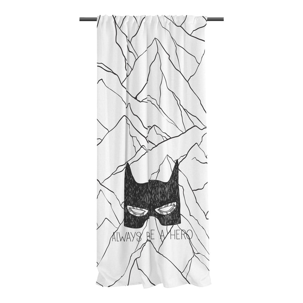 Draperie pentru copii alb-negru din bumbac satinat 110x170 cm Be a Hero – Butter Kings