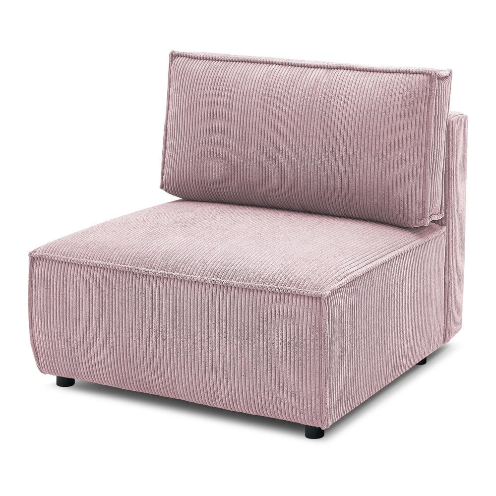 Modul pentru canapea roz deschis cu tapițerie din catifea reiată (de mijloc) Nihad modular – Bobochic Paris