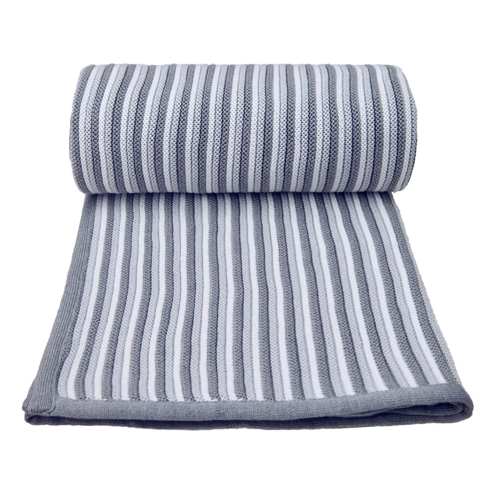 Pătură tricotată din amestec de bumbac pentru copii T-TOMI Spring, 80 x 100 cm, gri – alb bonami.ro imagine 2022