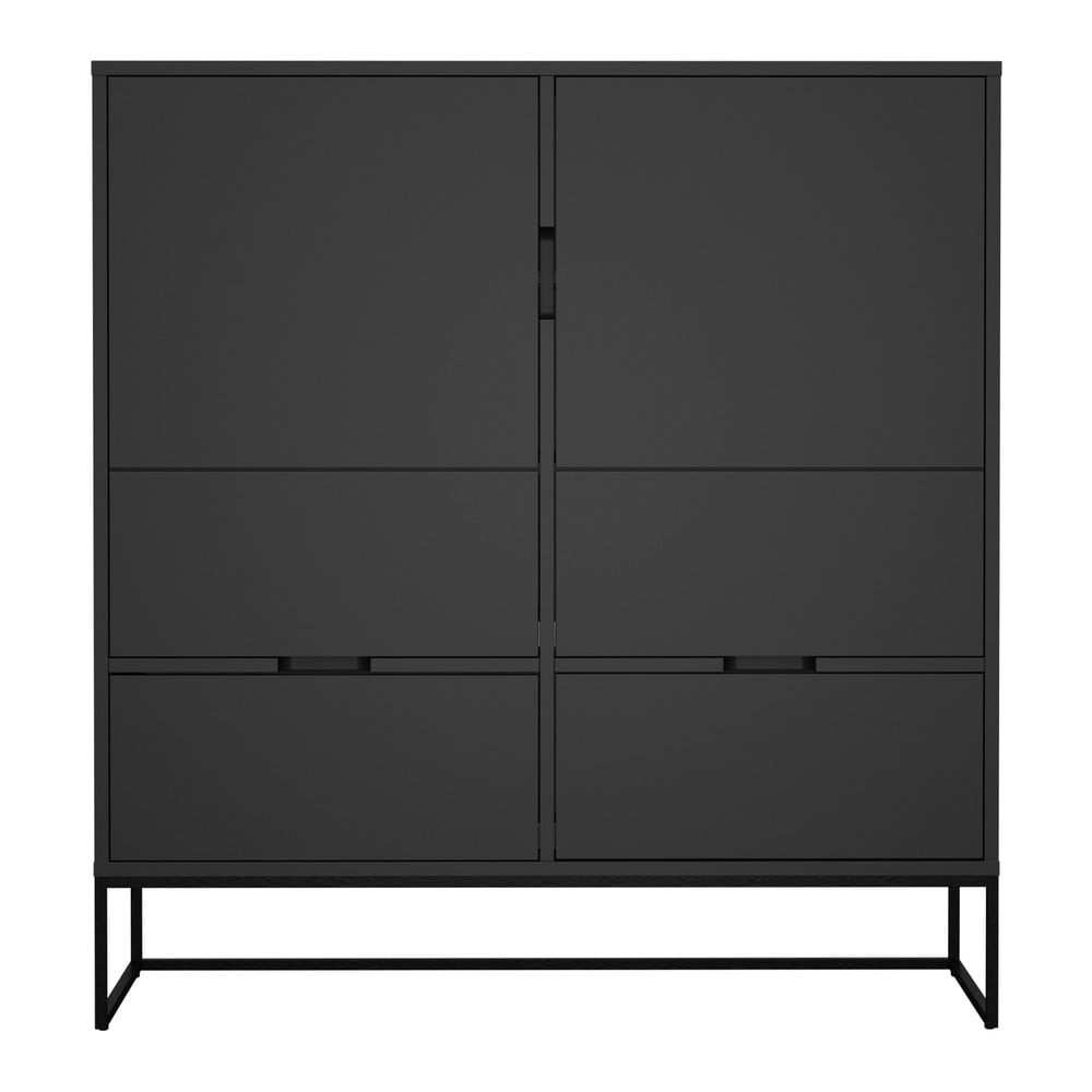 Dulap cu 2 uși și 4 sertare, MISTY Tenzo Lipp, înălțime 127 cm, negru 127 imagine noua
