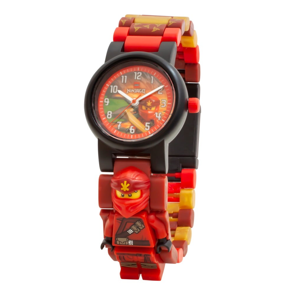 Ceas de mână cu curea pliabilă și minifigurină LEGO® NINJAGO Kai, roșu