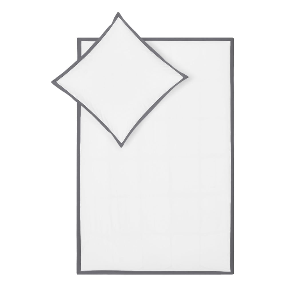 Lenjerie de pat din bumbac percale westwing collection joanna, 135 x 200 cm, alb-gri