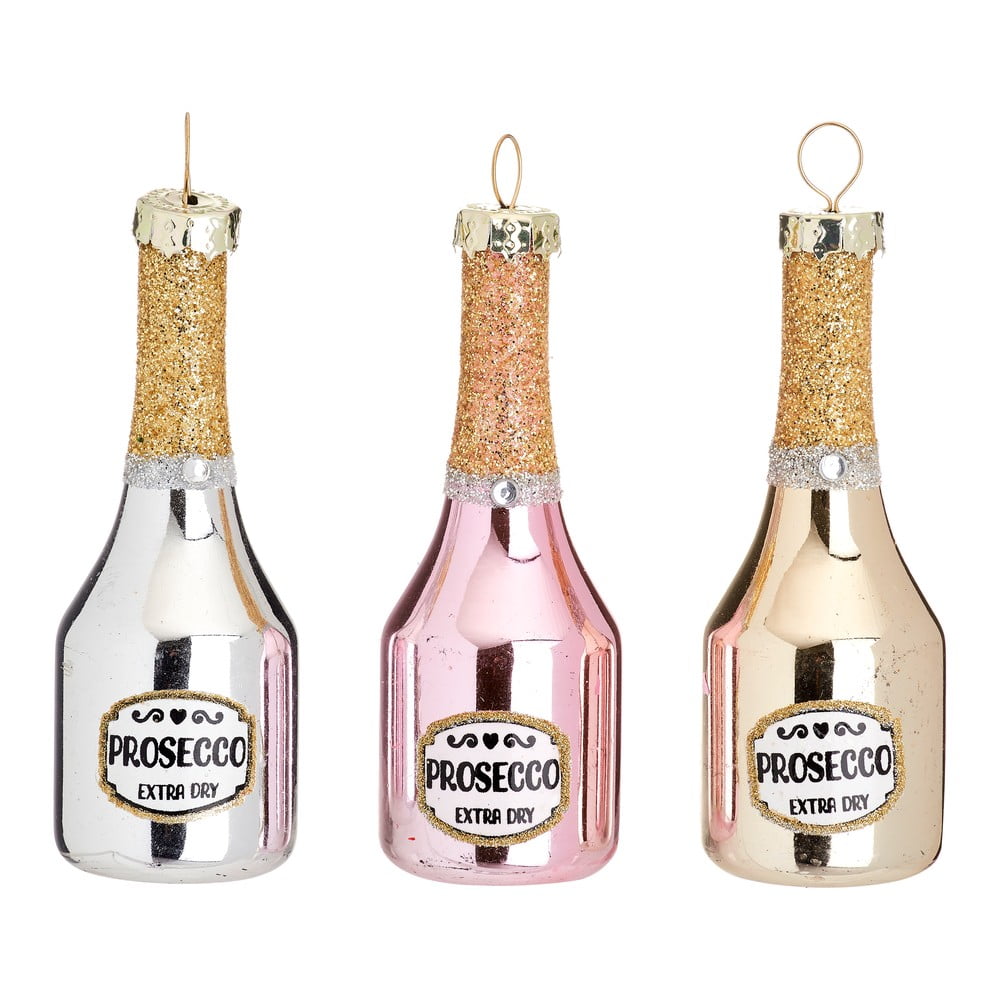 Ornamente de Crăciun 3 buc. din sticlă Prosecco – Sass & Belle