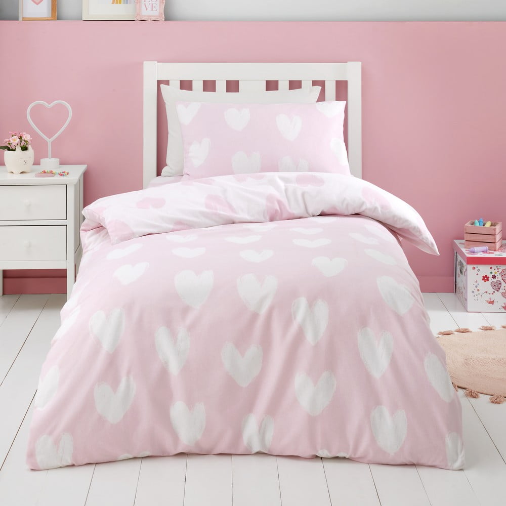 Lenjerie de pat pentru copii din flanelă pentru pătuț 120x150 cm Hearts – Catherine Lansfield