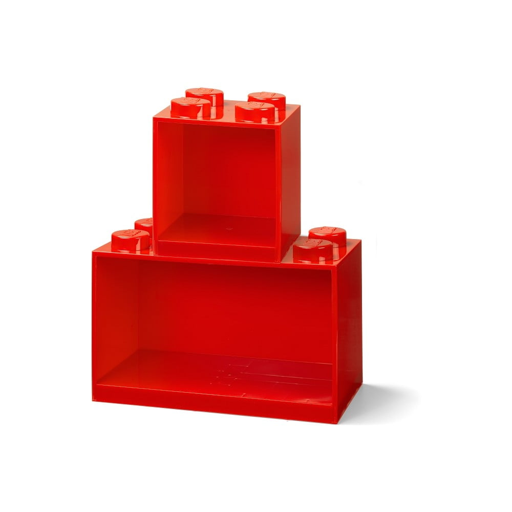 Set 2 rafturi de perete pentru copii LEGO® Brick, roșu bonami.ro