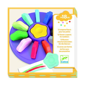 Set 12 crete colorate cu cutie djeco flower