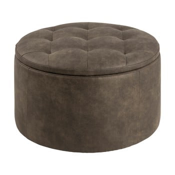 Puf cu husă din piele sintetică actona retina, ⌀ 60 cm, verde olive închis